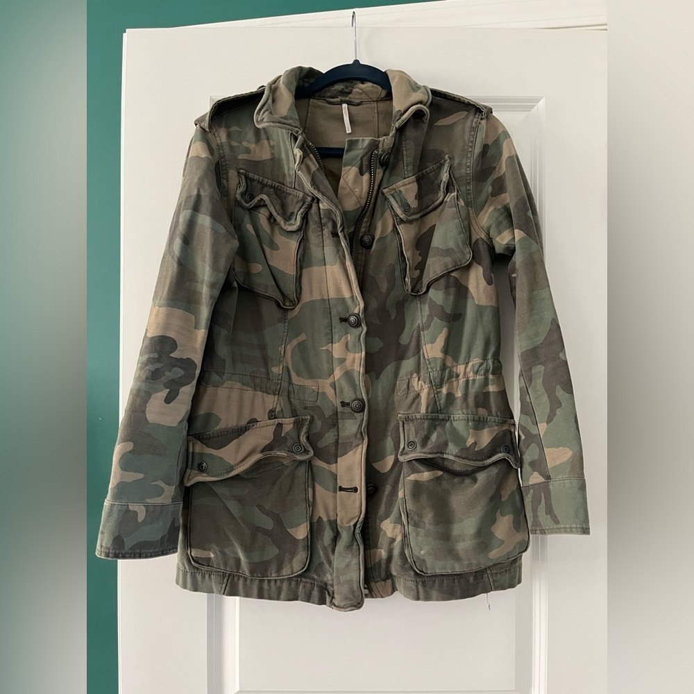 Free People Camouflage Utility Jacket